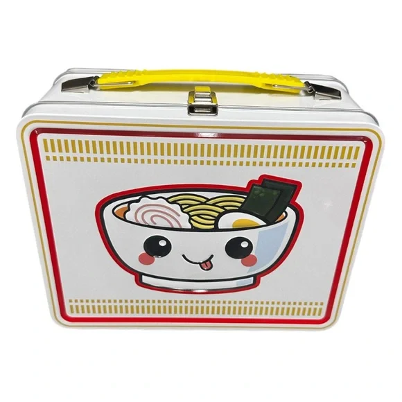 Kawaii Ramen Noodle Bowl Embossed Tin Lunch Box - Collectible